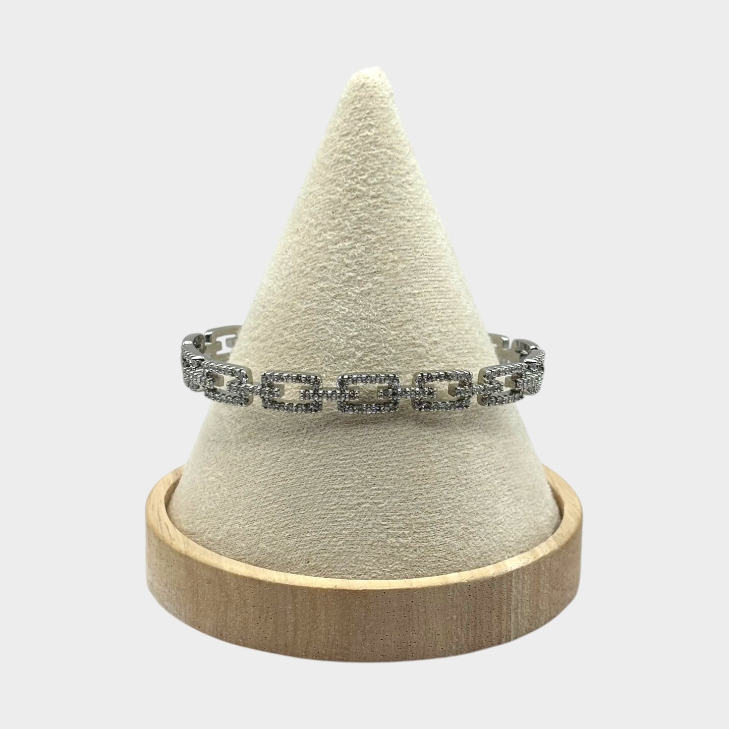Pulsera abierta elegante ajustable con forma cuadrada geométrica