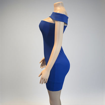 Off shoulder Women Royal Blue Dress