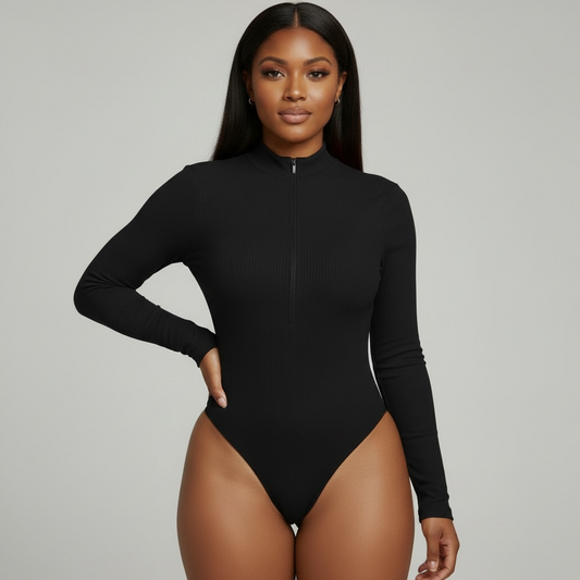 Long Sleeve Women Zipper Bodysuit