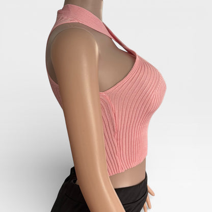 Sleeveless Pink One Size Top