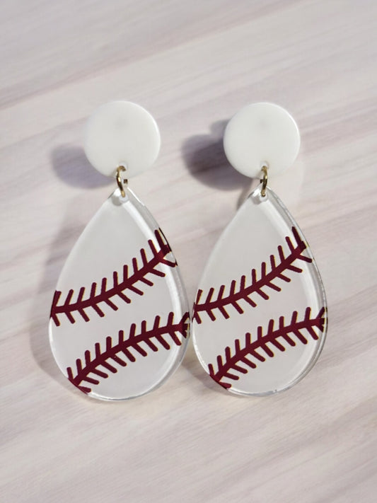 Acrylic Baseball Drop Earring