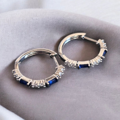 Royal Blue & Silver Round Elegant Earring