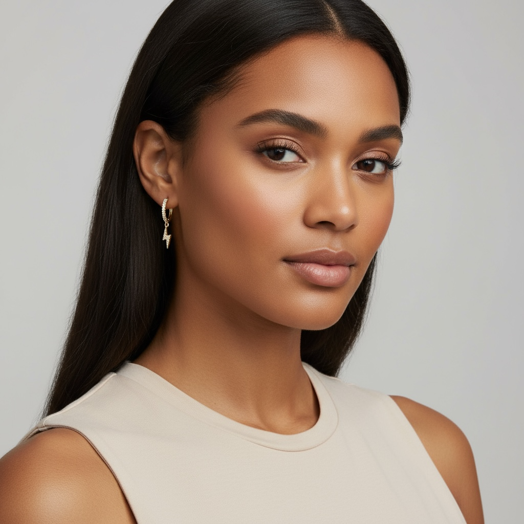 Crystal Simple Lightning Hoop Earrings