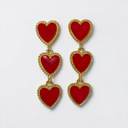 3 Hearts Long Dangle Earring