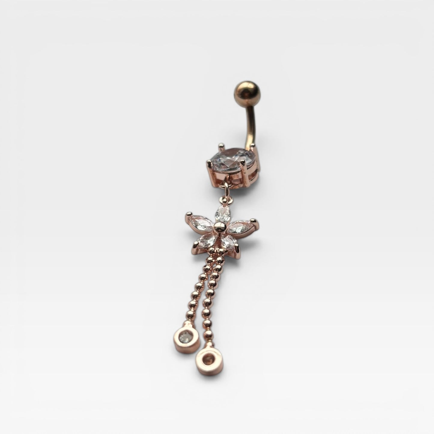Rose Gold Crystal Flower Belly Ring