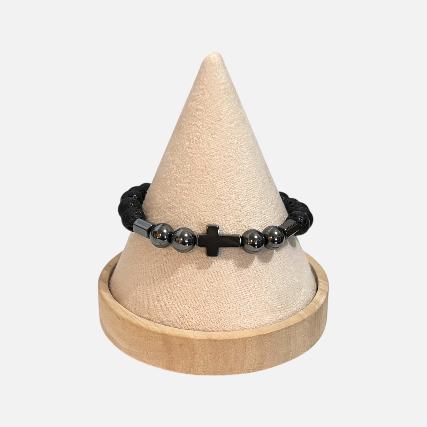 Pulsera de piedra ajustable con cuentas de 8 mm para hombre