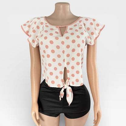 Blusa de lunares color melocotón marfil