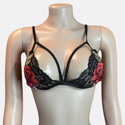 Sujetador floral sin aros con encaje sexy para mujer de Rose