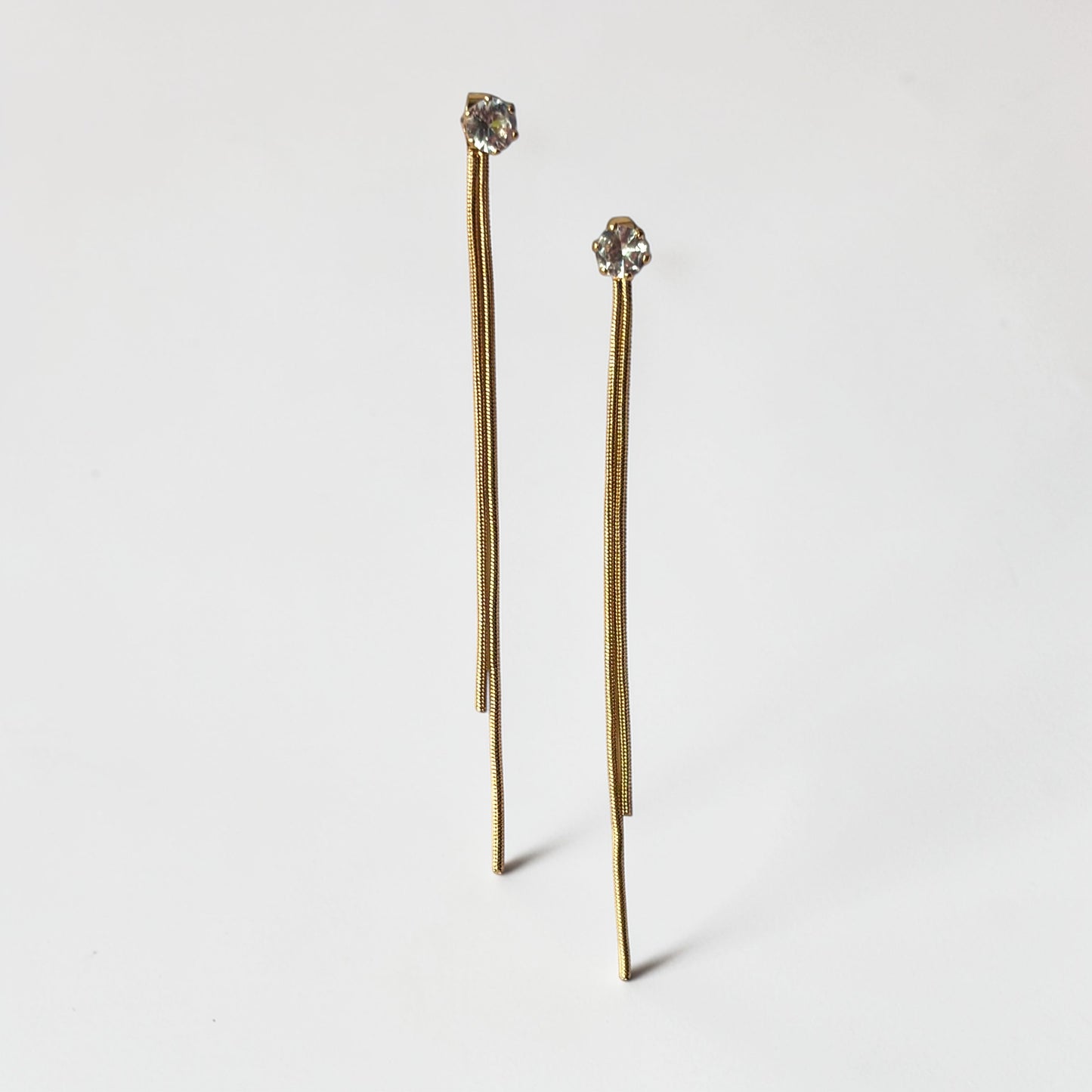 Long Stud Gold Dangle Earring