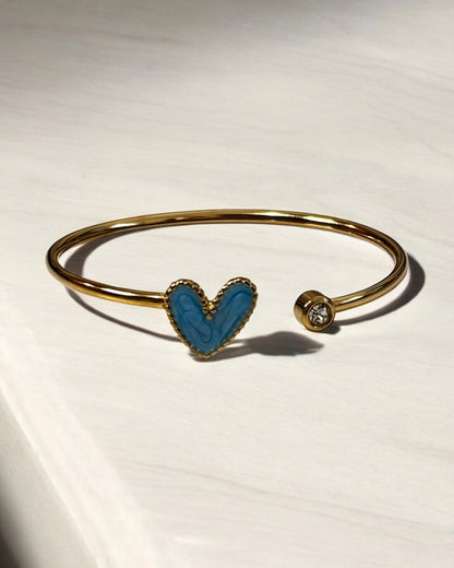Small Heart Stainless Heel Cuff Bracelet