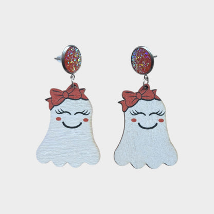 Smiling Girly Ghost Bow & Eyelashes