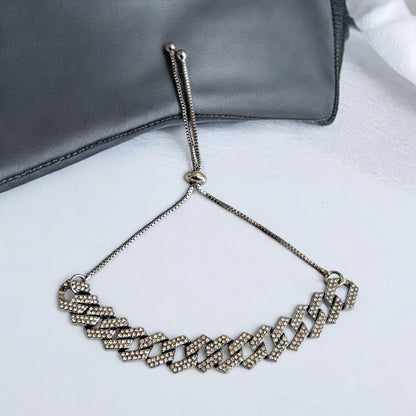 Lujosa pulsera de tobillo ajustable con diamantes de imitación