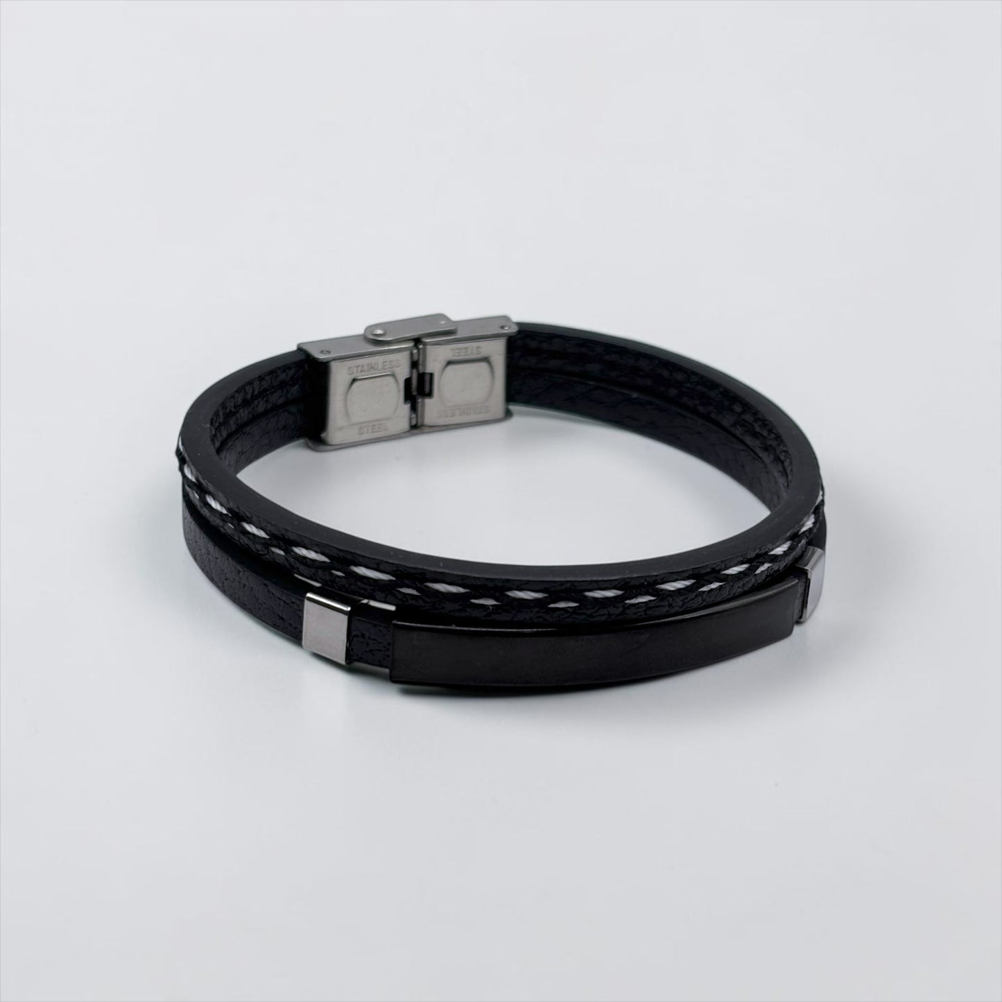 Pulsera de cuero negra para hombre