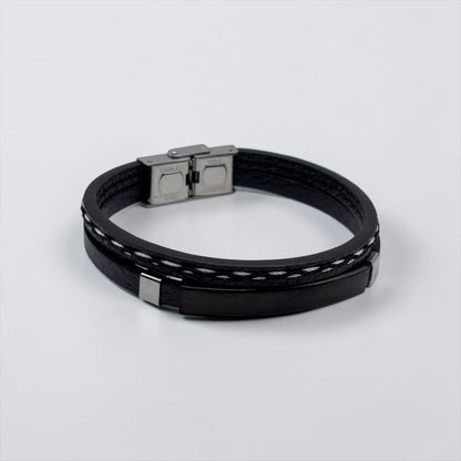 Pulsera de cuero negra para hombre