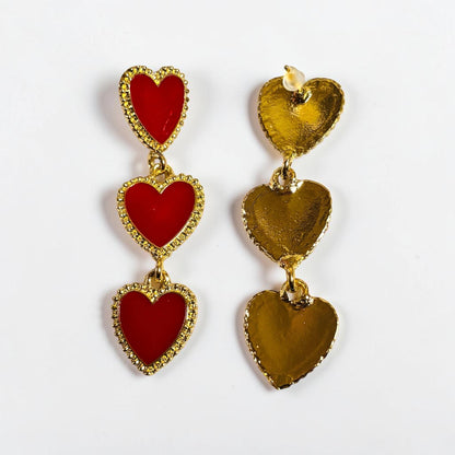 3 Hearts Long Dangle Earring