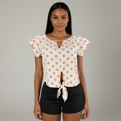 Blusa de lunares color melocotón marfil