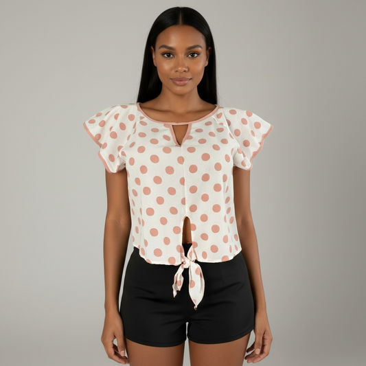 Blusa de lunares color melocotón marfil