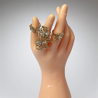 Gold Unique Butterflies Adjustable Ring