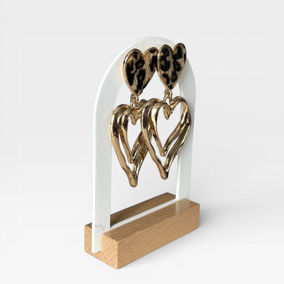 Leopard Print Heart Dandle Earring