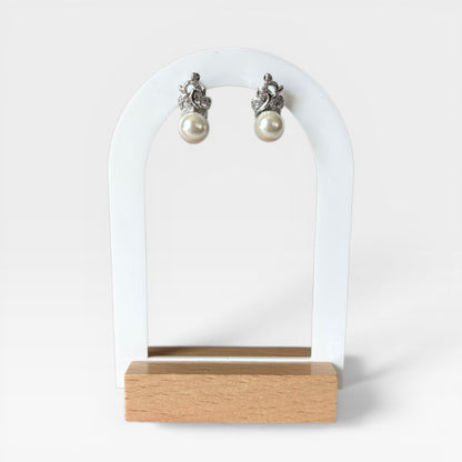 Sterling Silver Pearl Hoop Earring