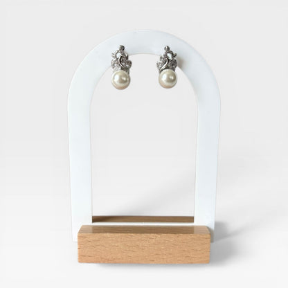 Sterling Silver Pearl Hoop Earring
