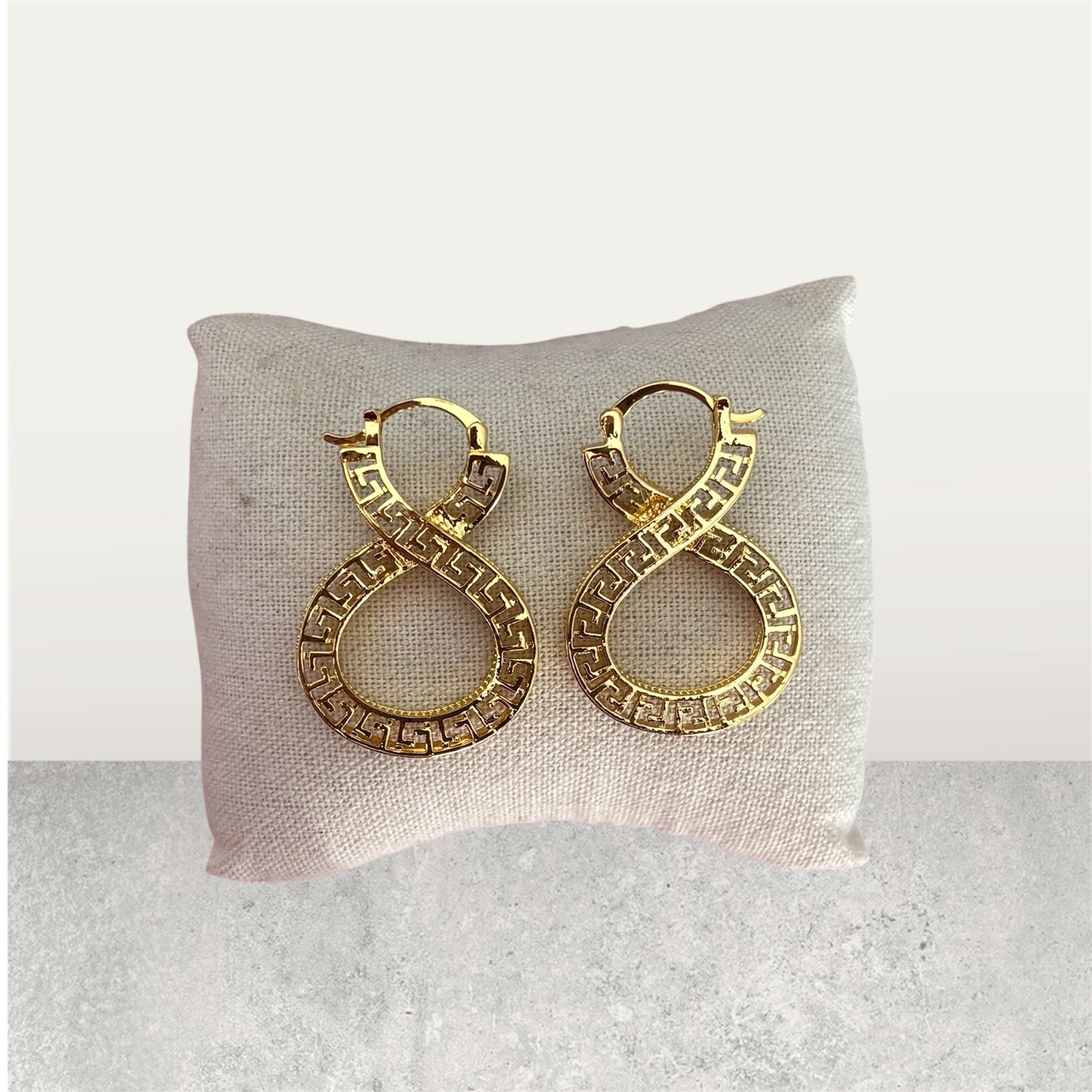 Infinity Greek Key Gold Hoops