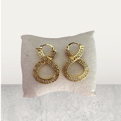 Infinity Greek Key Gold Hoops