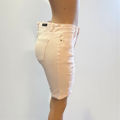 Bermudas de mezclilla blanca para mujer