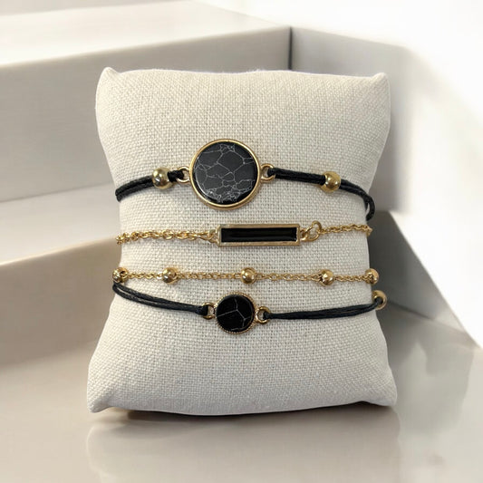 Black Rope Chain Bracelet Set