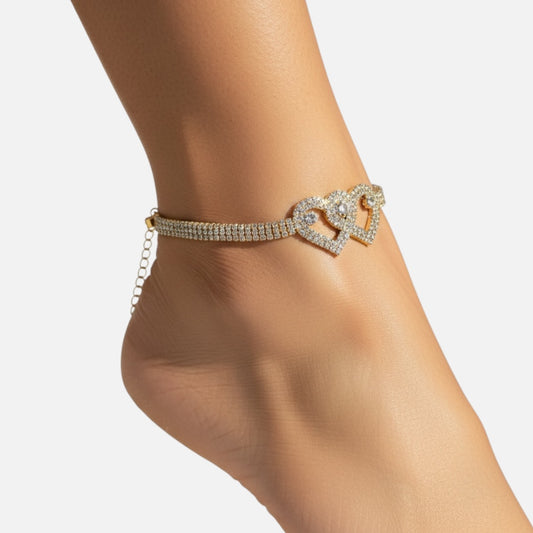 Luxurious Double Heart Anklet Bracelet
