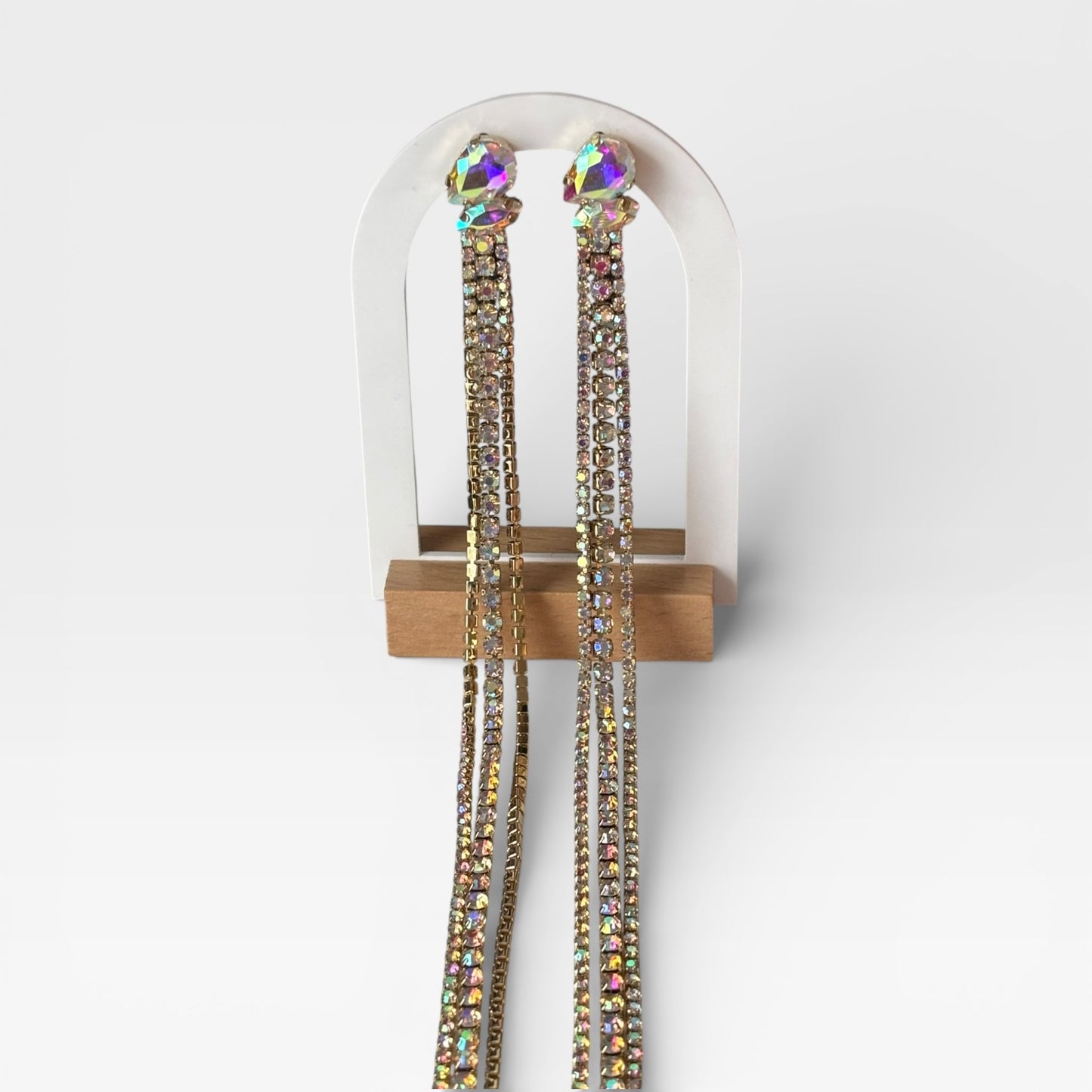 Pendientes geométricos superlargos con diamantes de imitación de colores