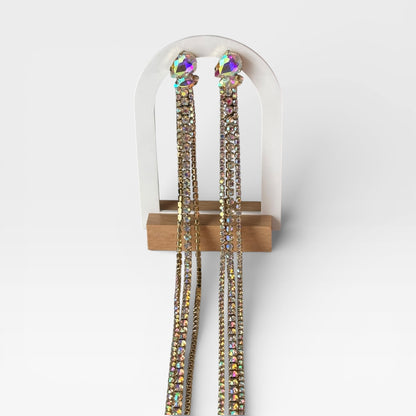 Pendientes geométricos superlargos con diamantes de imitación de colores