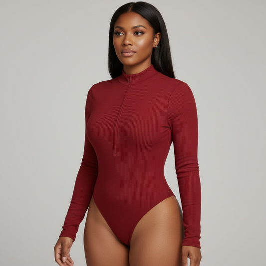 Long Sleeve Women Zipper Bodysuit