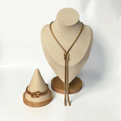 Gold-Tone Snake Chain Knot Necklace & Bracelet Set