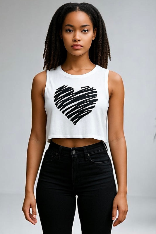 Sleeveless Women Crop Heart Top