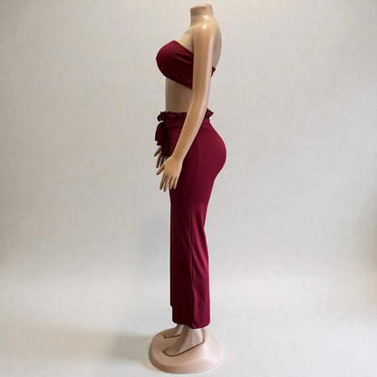 Conjunto largo de 2 piezas burdeos para mujer