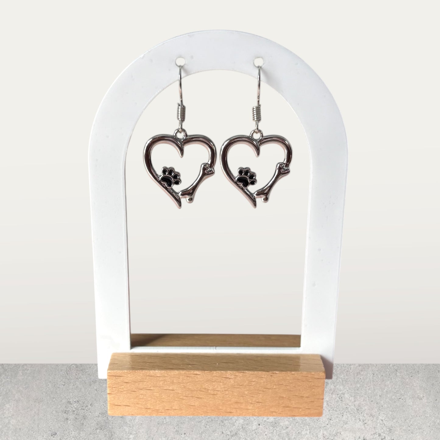 Dog Footprint Heart Drop Earring