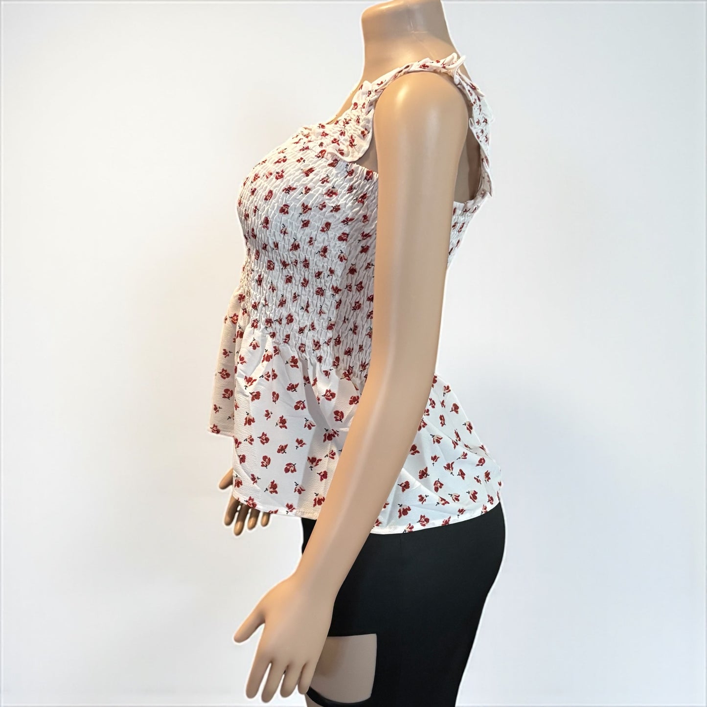 Off White Floral Women Smock Tank