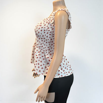 Off White Floral Women Smock Tank
