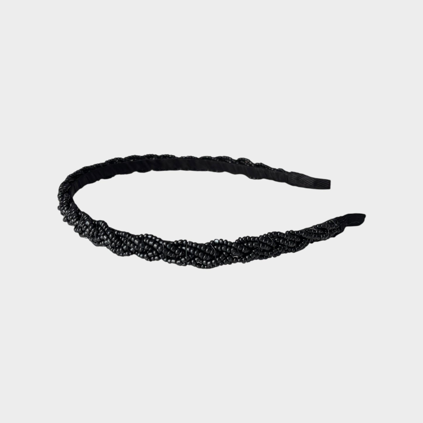 Black Thin Beaded Headband