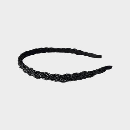 Black Thin Beaded Headband