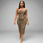 Leopard Print Strapless Midi Dress