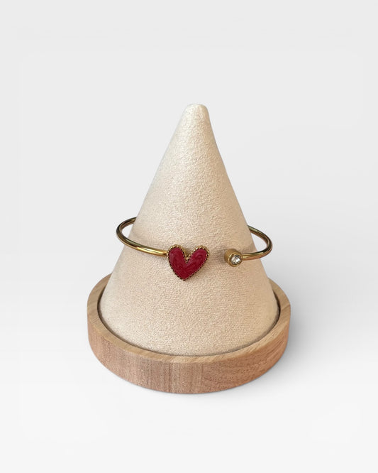 Dark Pink Heart Cuff Bracelet