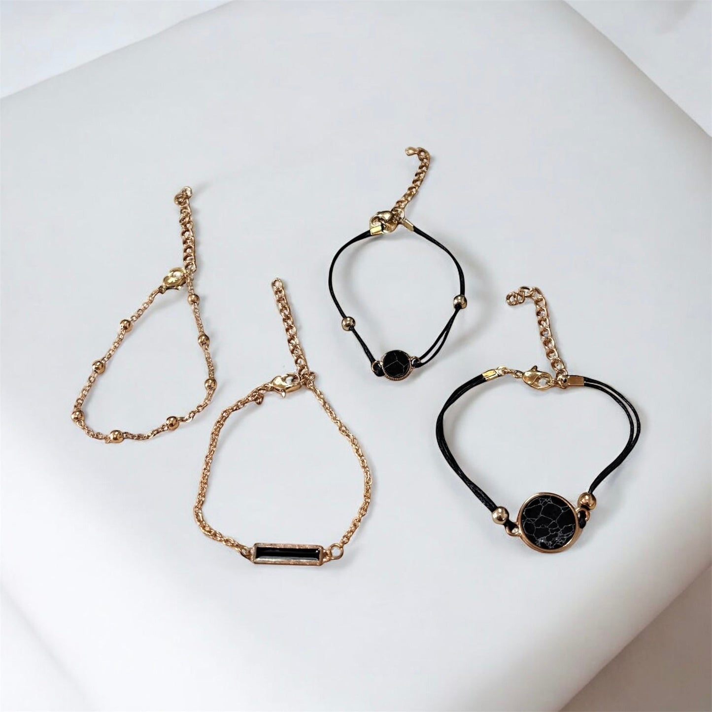 Conjunto de pulseras de cadena de cuerda negra 