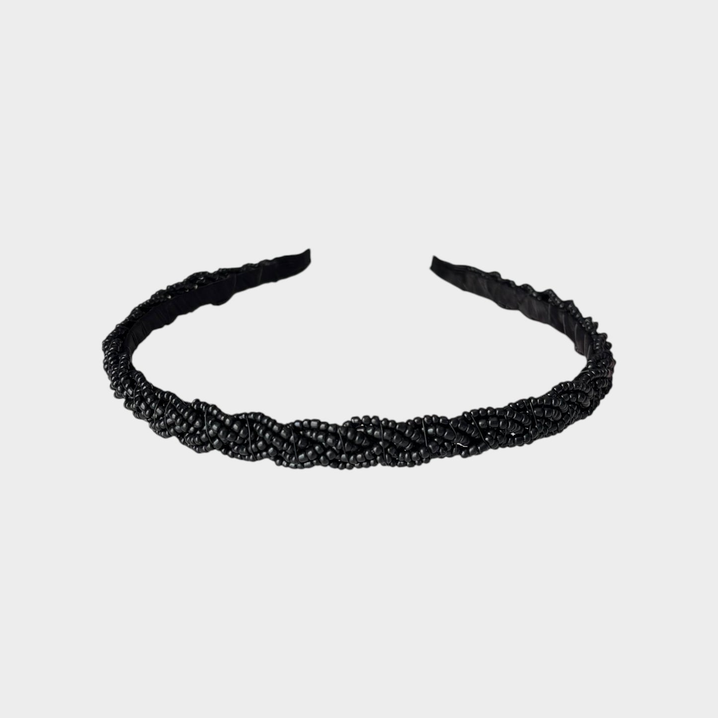 Black Thin Beaded Headband