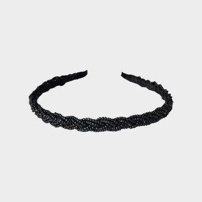 Black Thin Beaded Headband