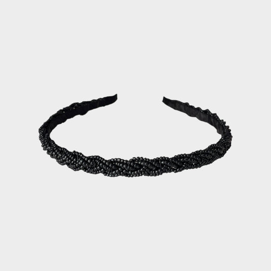 Black Thin Beaded Headband