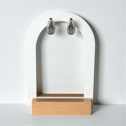 Silver Small Zircon Hoop Earring