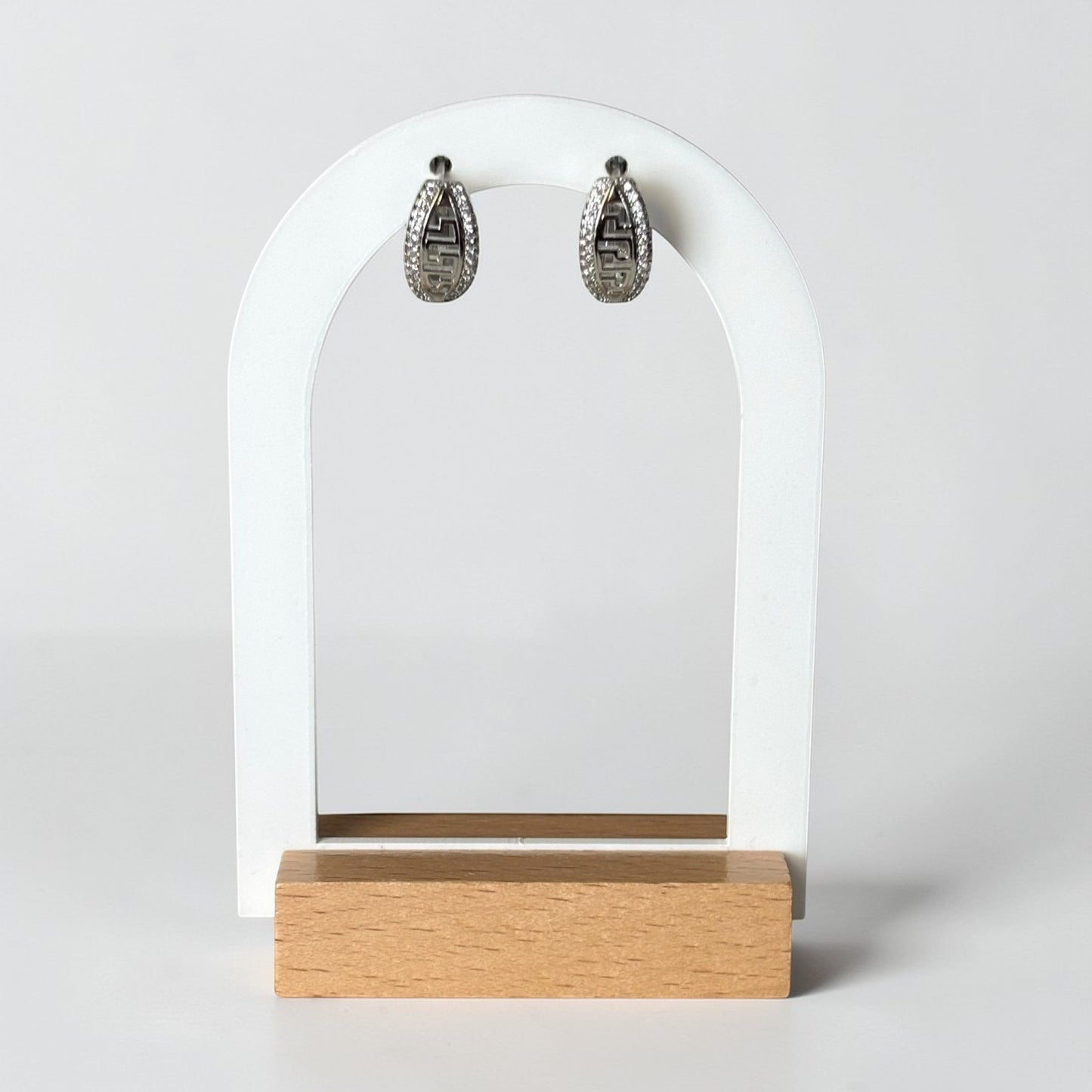 Silver Small Zircon Hoop Earring