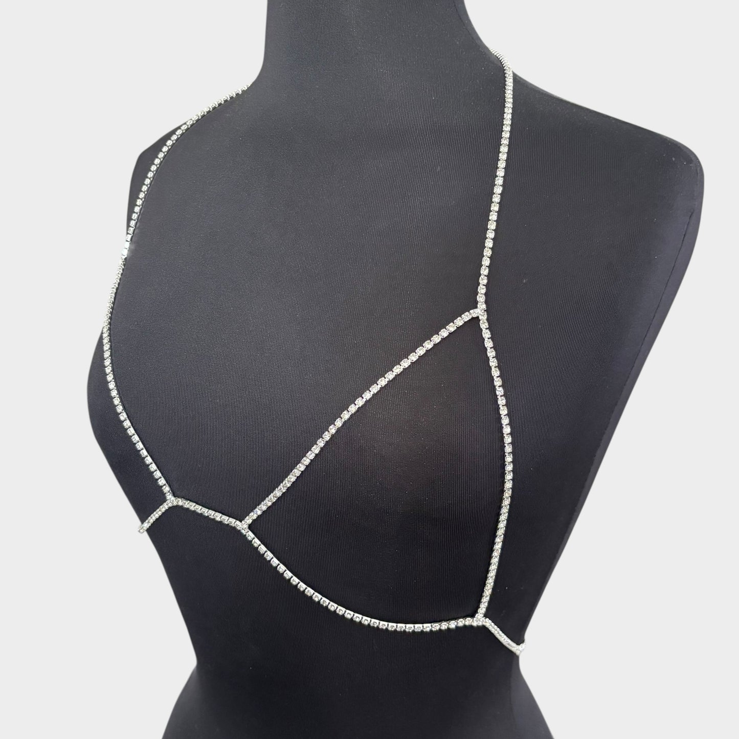 Cadena corporal de plata con diamantes de imitación